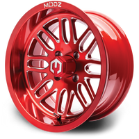 MODZ® Mayhem 14x7 Brushed Red with Ball Mill Golf Cart Wheel