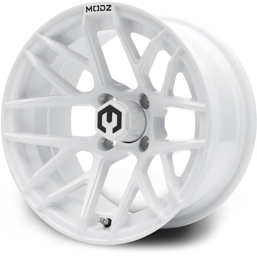 MODZ® Matrix 14x7 Glossy White Golf Cart Wheel