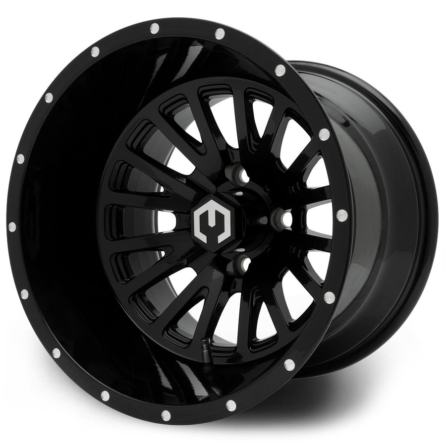MODZ® 14x10 Assassin Glossy Black Golf Cart Wheel