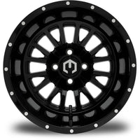 MODZ® 14x10 Assassin Glossy Black Golf Cart Wheel