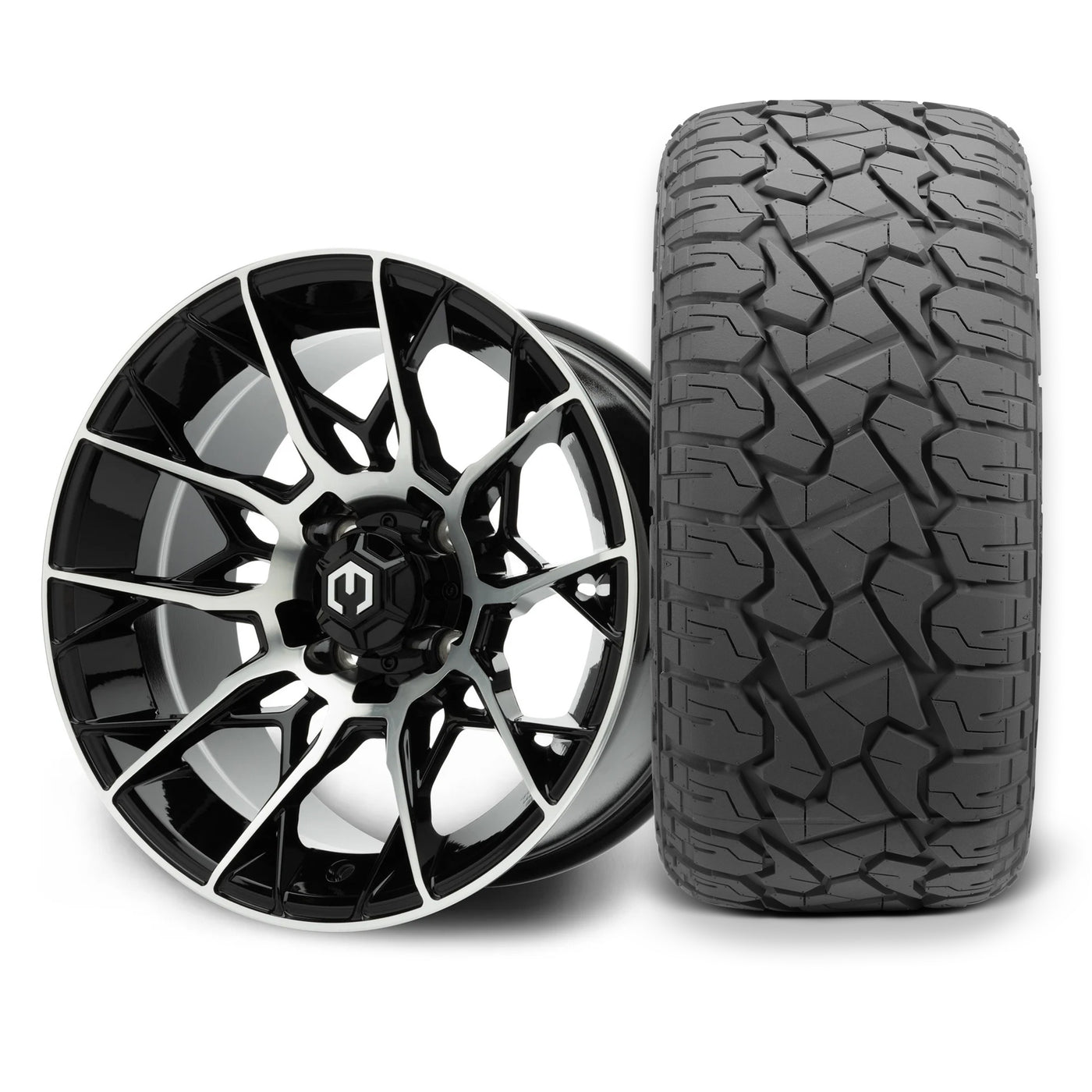 MODZ Chaos 14x7 Machined Black Wheel & X Comp Golf X/T Tire Package