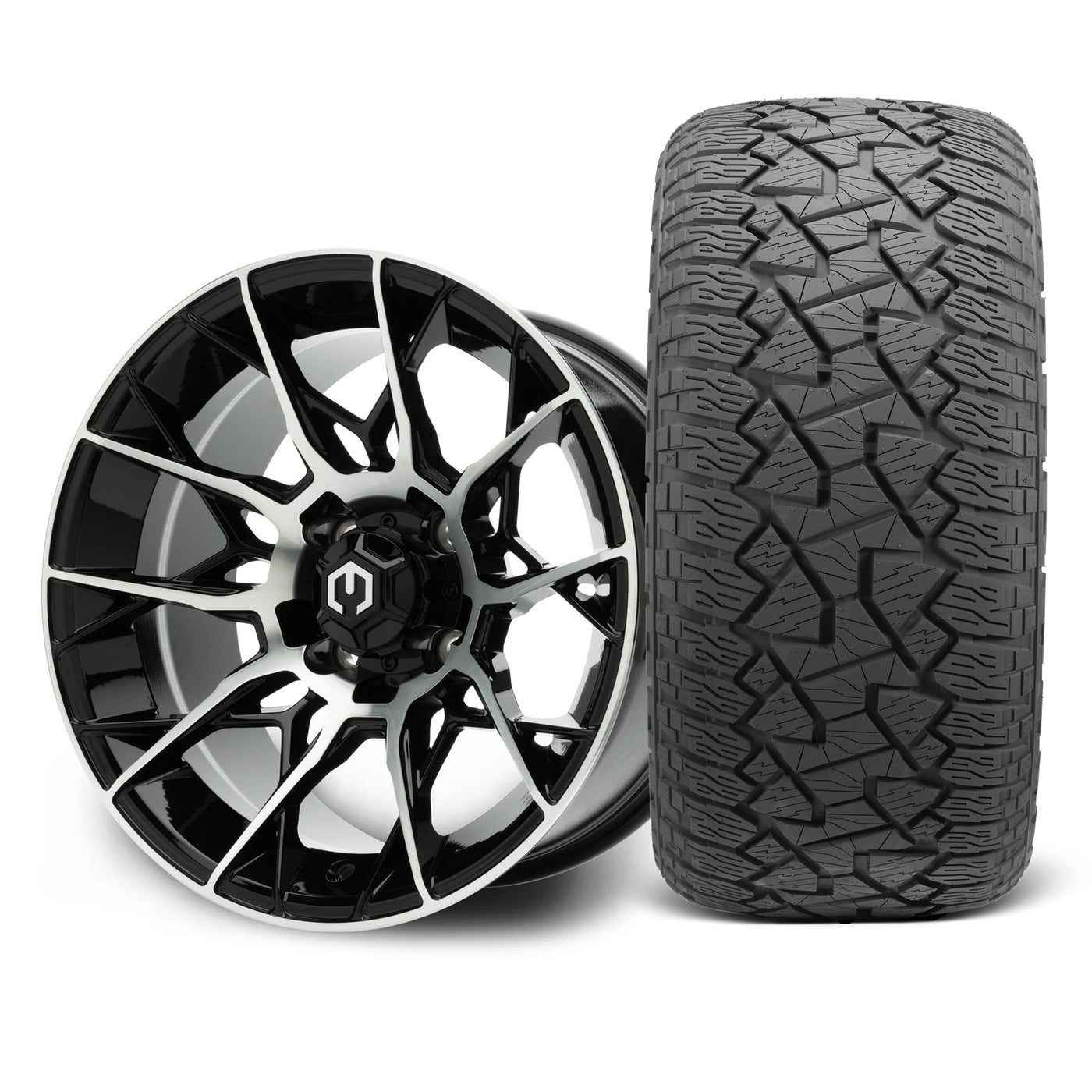 MODZ Chaos 14x7 Machined Black Wheel & X Comp Golf A/T Tire Package