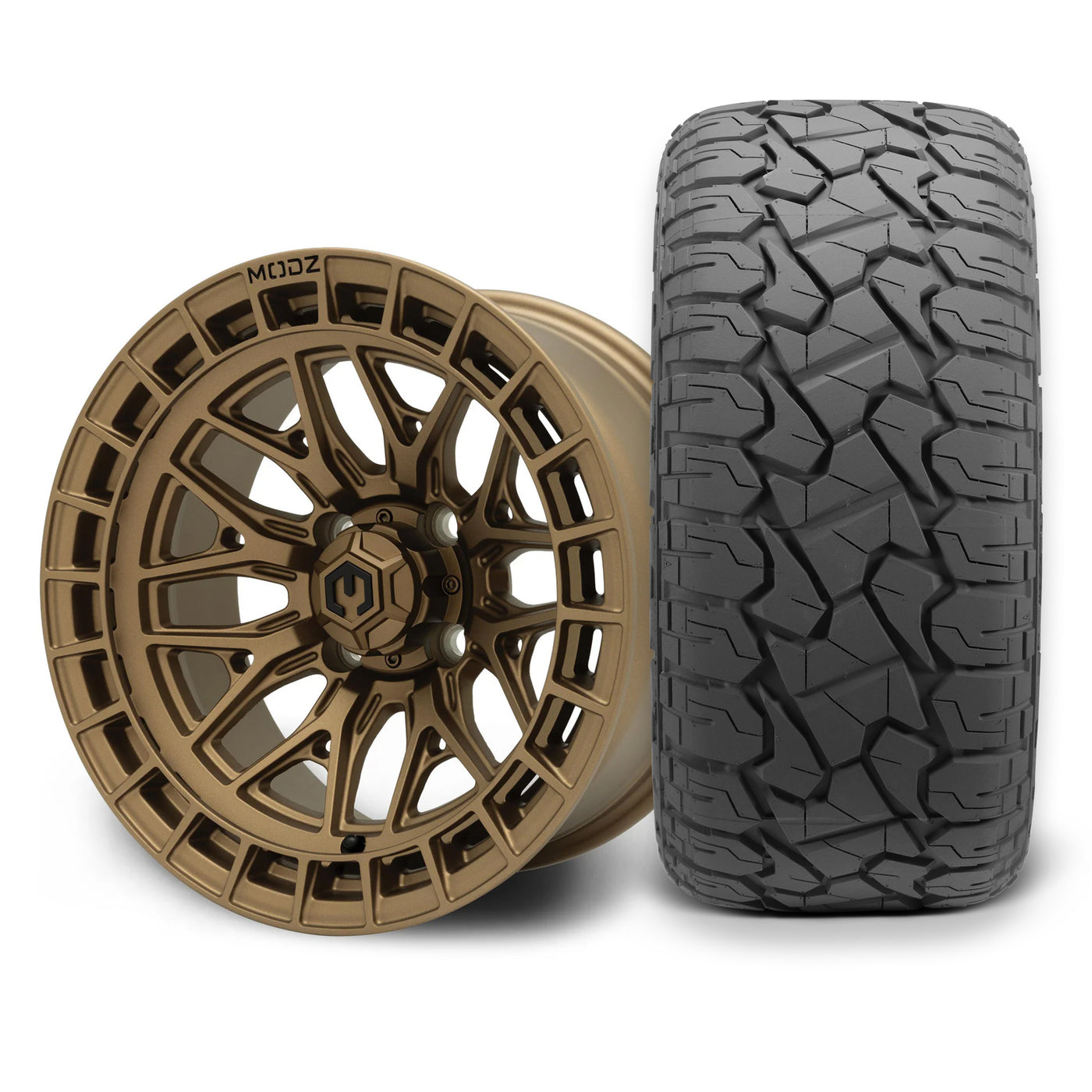 MODZ Torrent 14x7 Matte Bronze Wheel & X Comp Golf X/T Tire Package