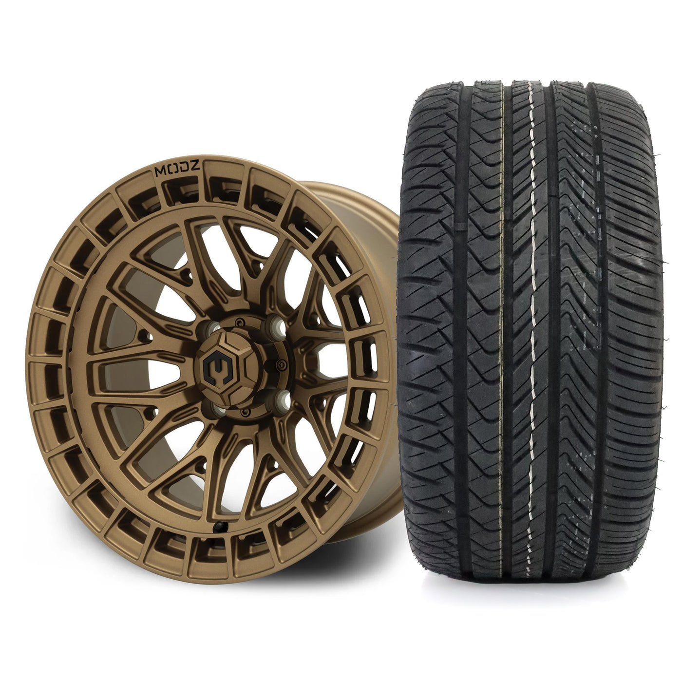 MODZ Torrent 14x7 Matte Bronze Wheel & X Comp Golf H/T Tire Package