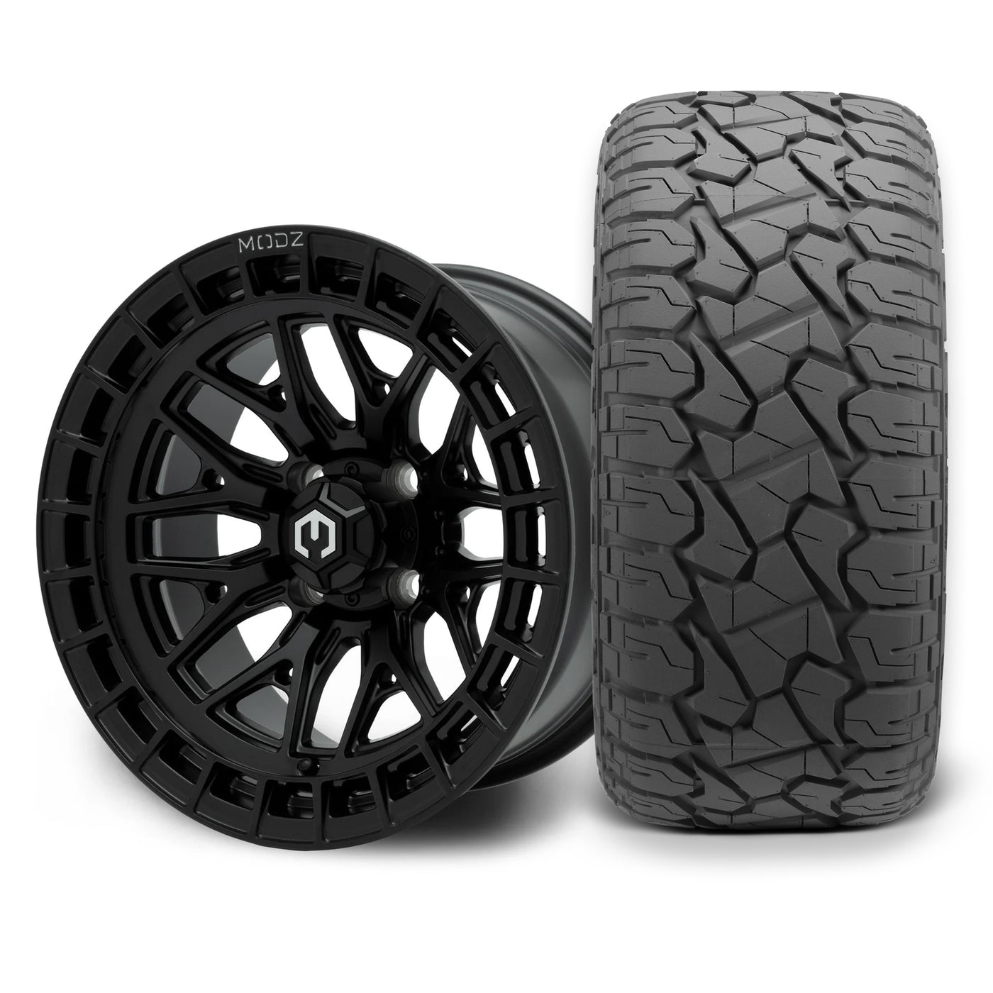 MODZ Torrent 14x7 Matte Black Wheel & X Comp Golf X/T Tire Package