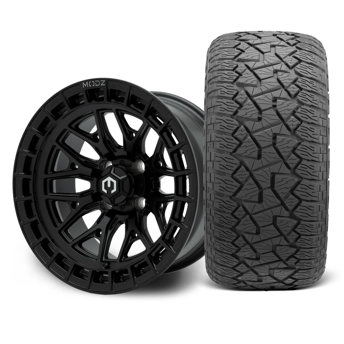 MODZ Torrent 14x7 Matte Black Wheel & X Comp Golf A/T Tire Package