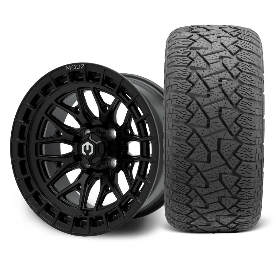MODZ Torrent 14x7 Matte Black Wheel & X Comp Golf A/T Tire Package