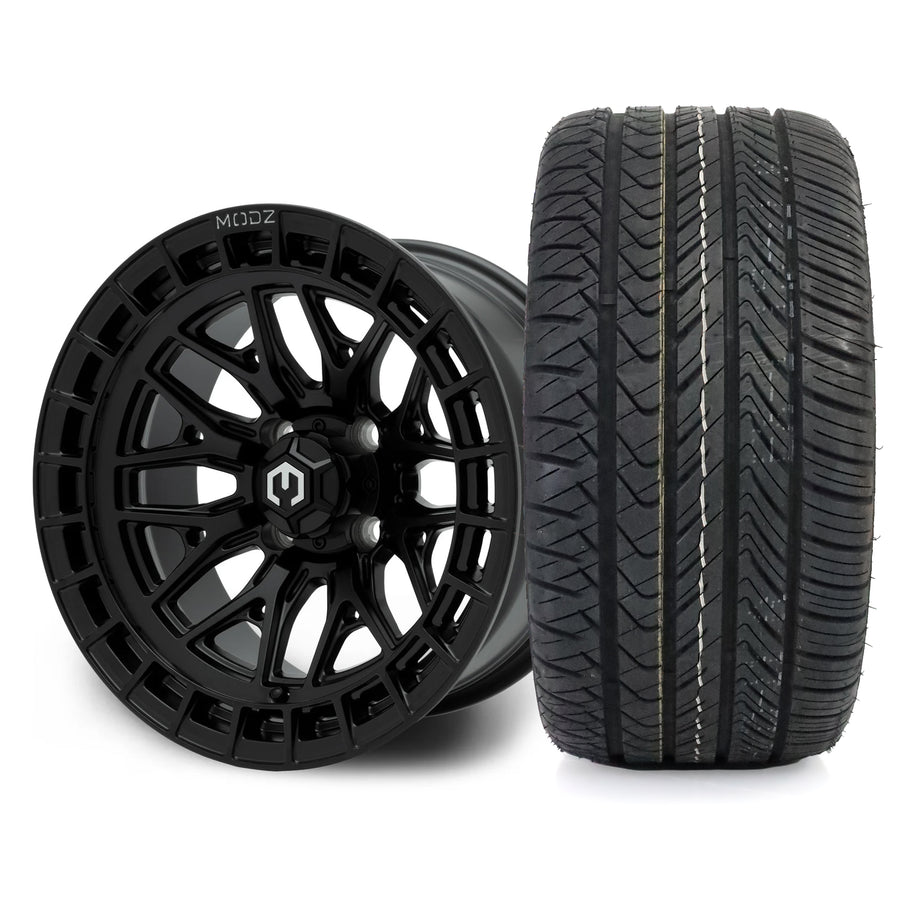 MODZ Torrent 14x7 Matte Black Wheel & X Comp Golf H/T Tire Package