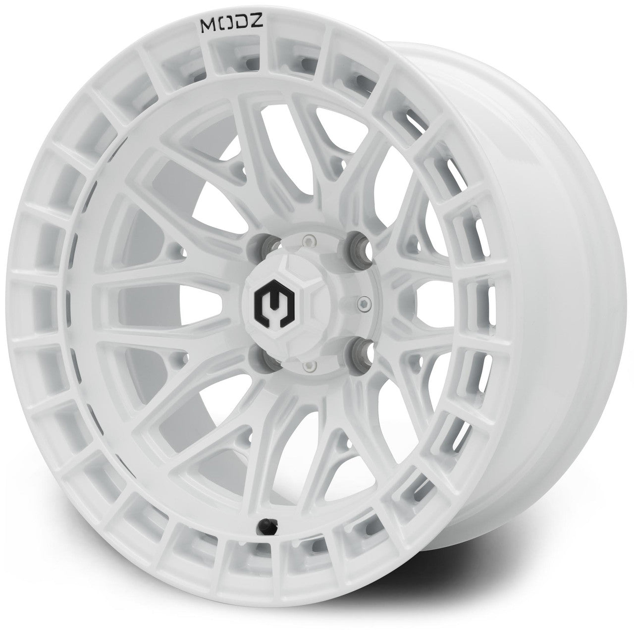 MODZ® Torrent 14x7 Glossy White Golf Cart Wheel