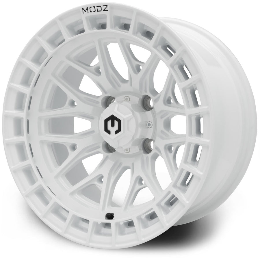 MODZ® Torrent 14x7 Glossy White Golf Cart Wheel