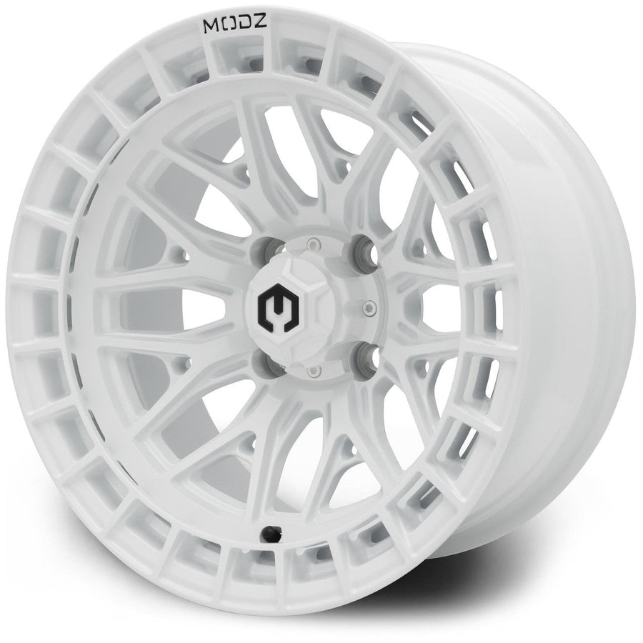 MODZ® Torrent 14x7 Glossy White Golf Cart Wheel