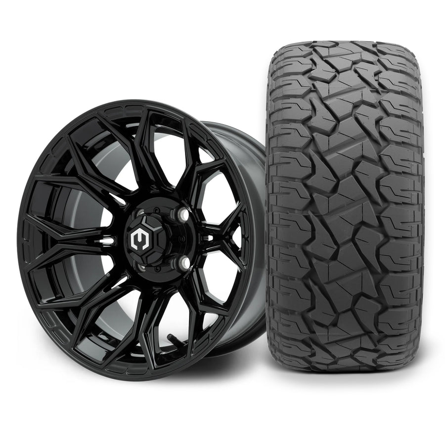 MODZ Halo 14x7 Glossy Black Wheel & X Comp Golf X/T Tire Package