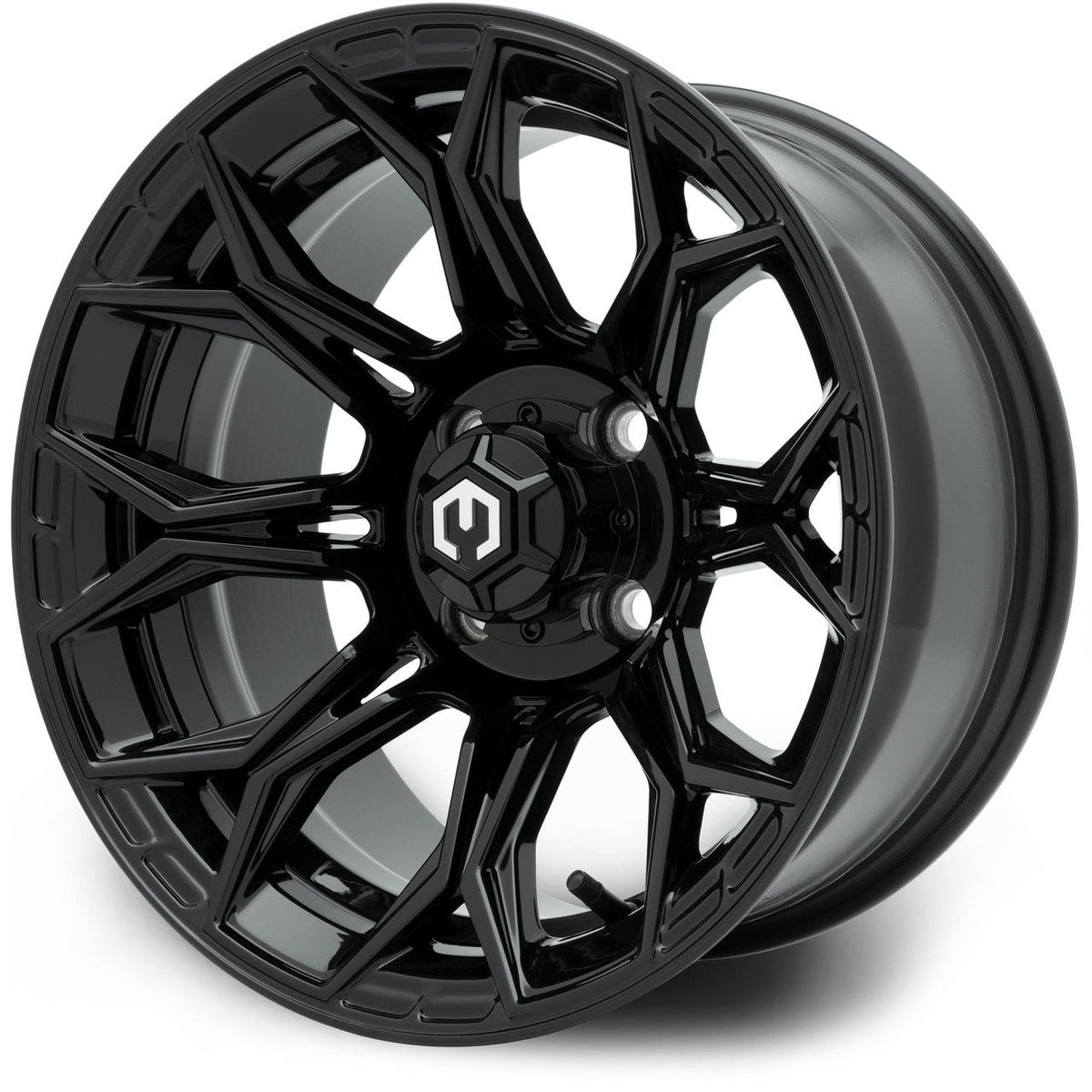 MODZ® Halo 14x7 Glossy Black Golf Cart Wheel