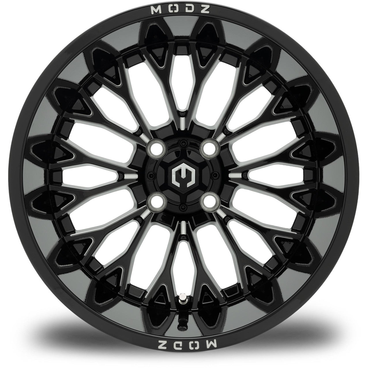 MODZ® Convict 15x10 Glossy Black with Ball Mill Golf Cart Wheel