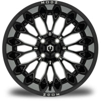 MODZ® Convict 15x10 Glossy Black with Ball Mill Golf Cart Wheel