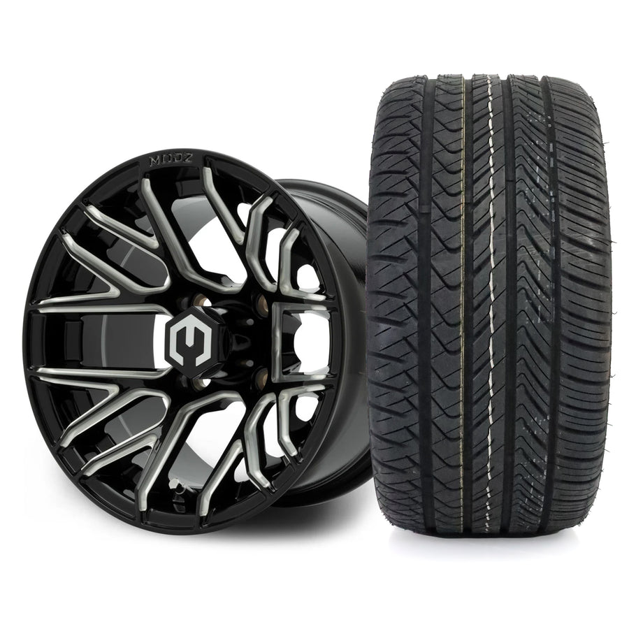 MODZ Matrix 12x7 Glossy Black with Ball Mill Wheel & X Comp Golf H/T Tire Package
