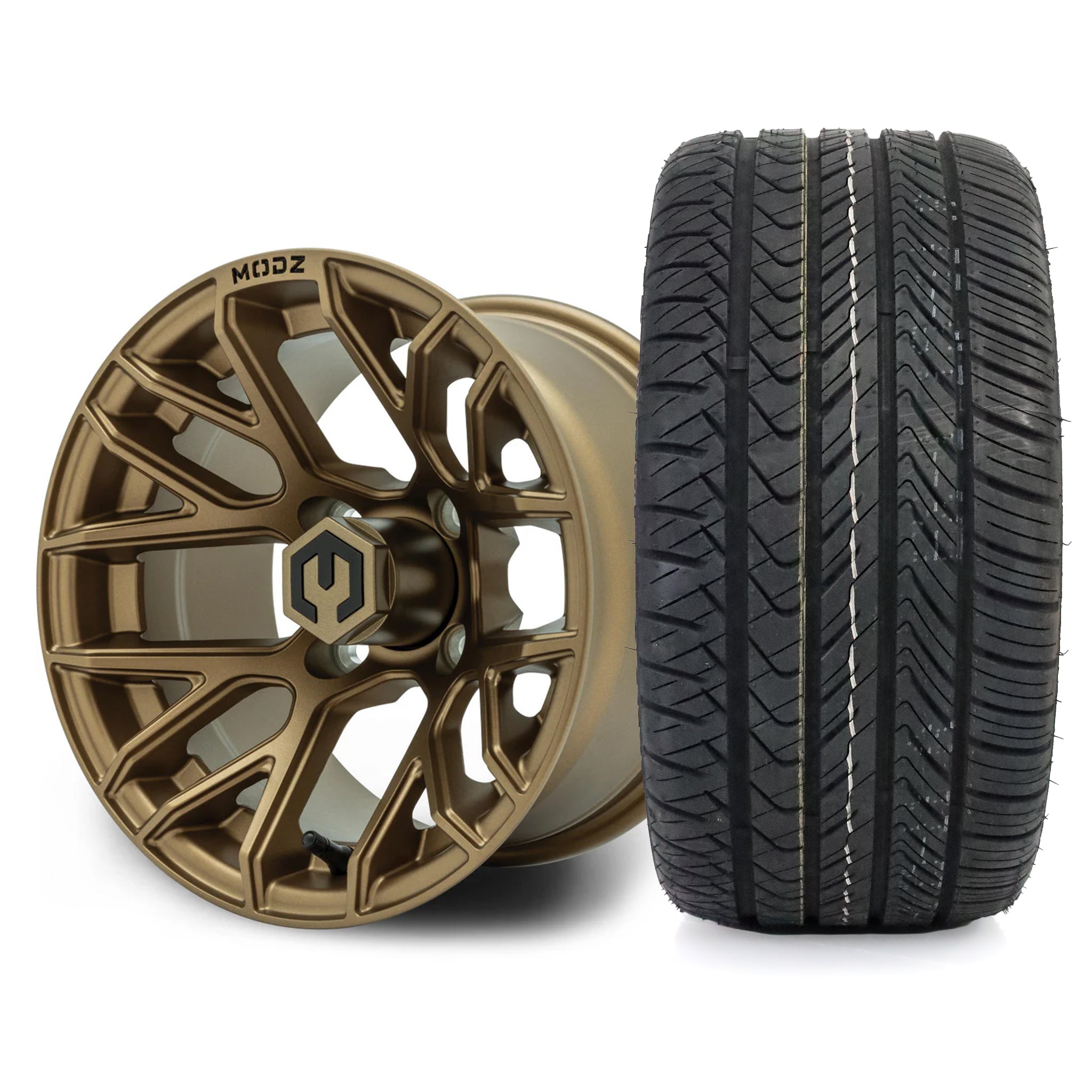 MODZ Matrix 12x7 Matte Bronze Wheel & X Comp Golf H/T Tire · Golf