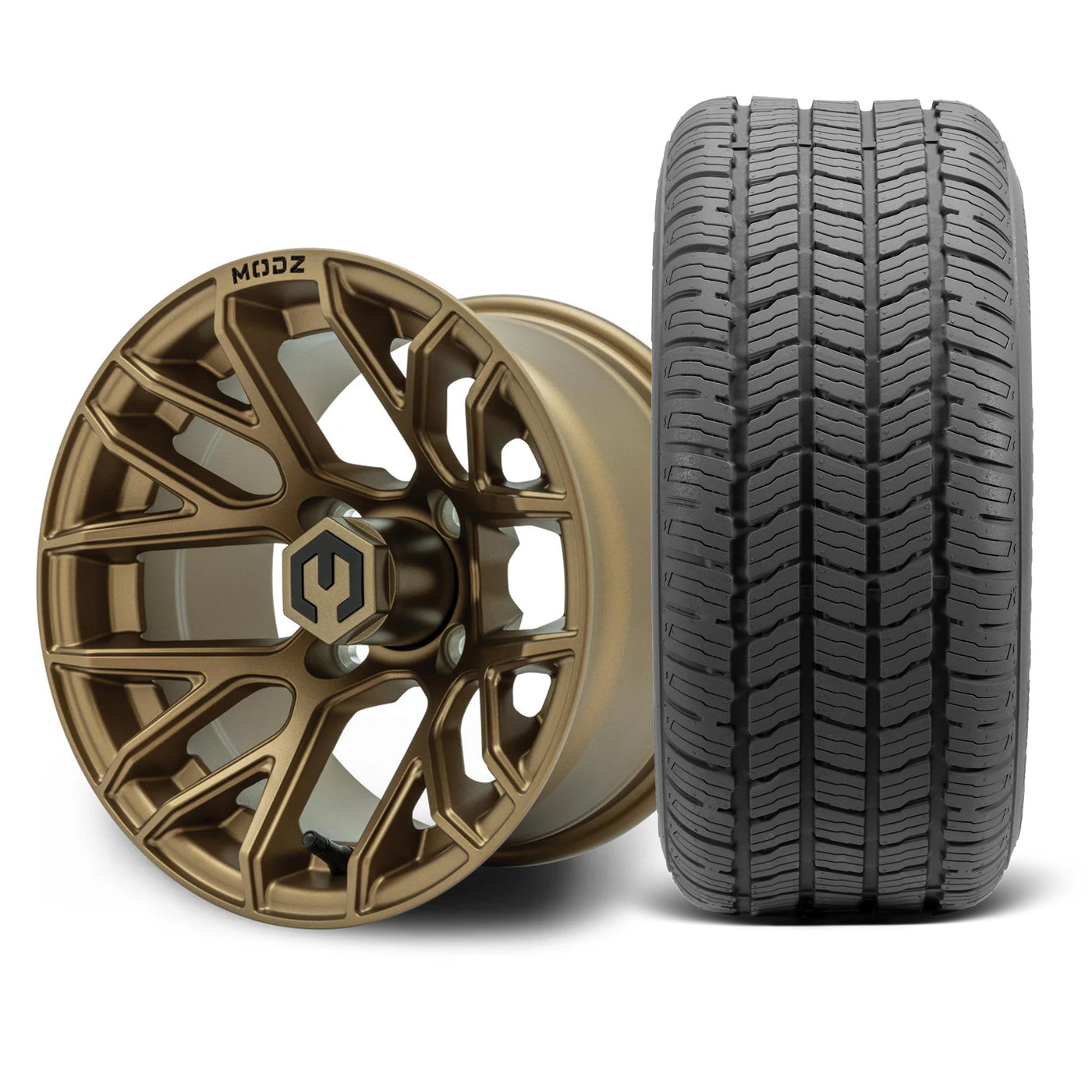 MODZ Matrix  12x7 Matte Bronze Wheel & Gladiator A/P Tire Package