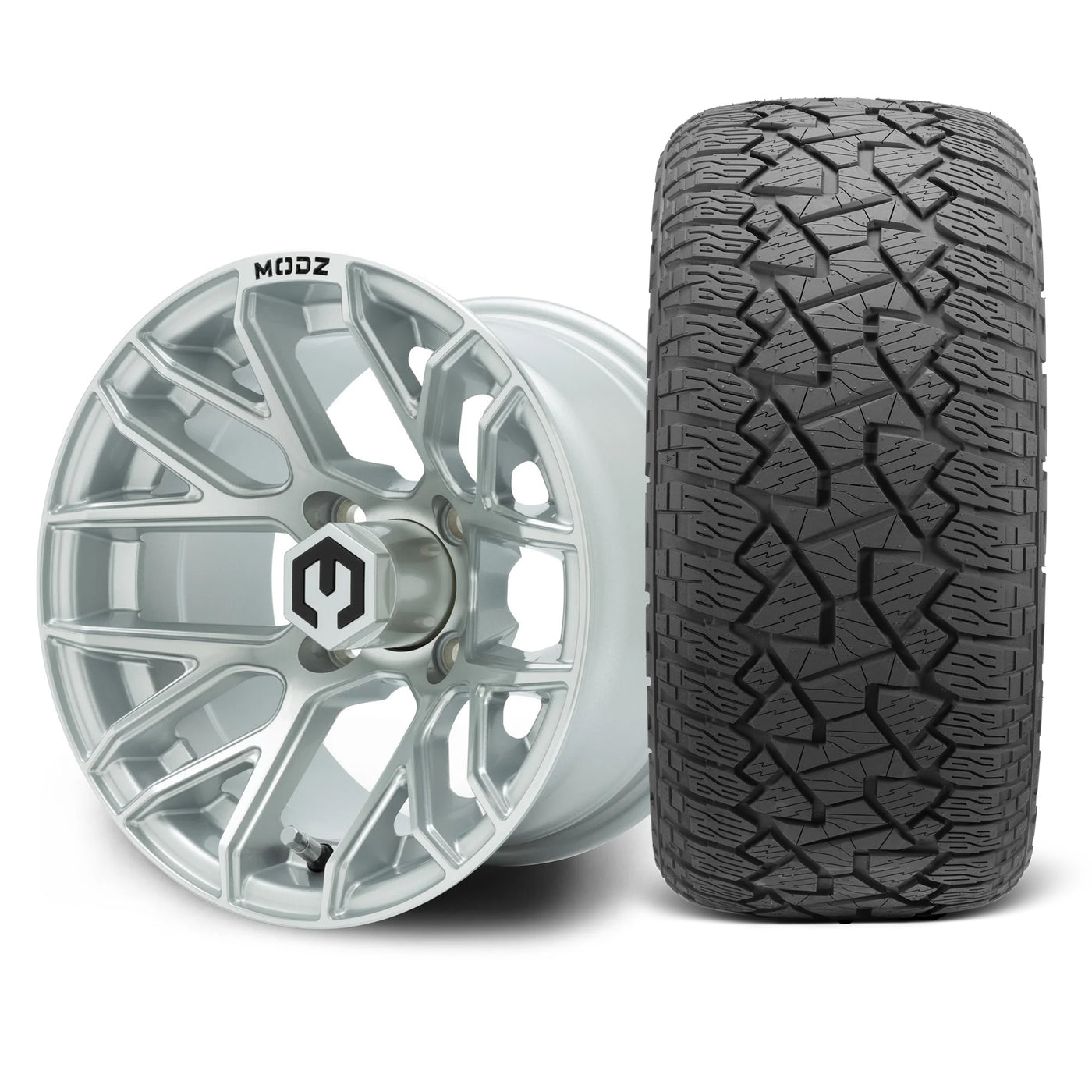 MODZ Matrix 12x7 Silver Wheel & X Comp Golf A/T Tire Package