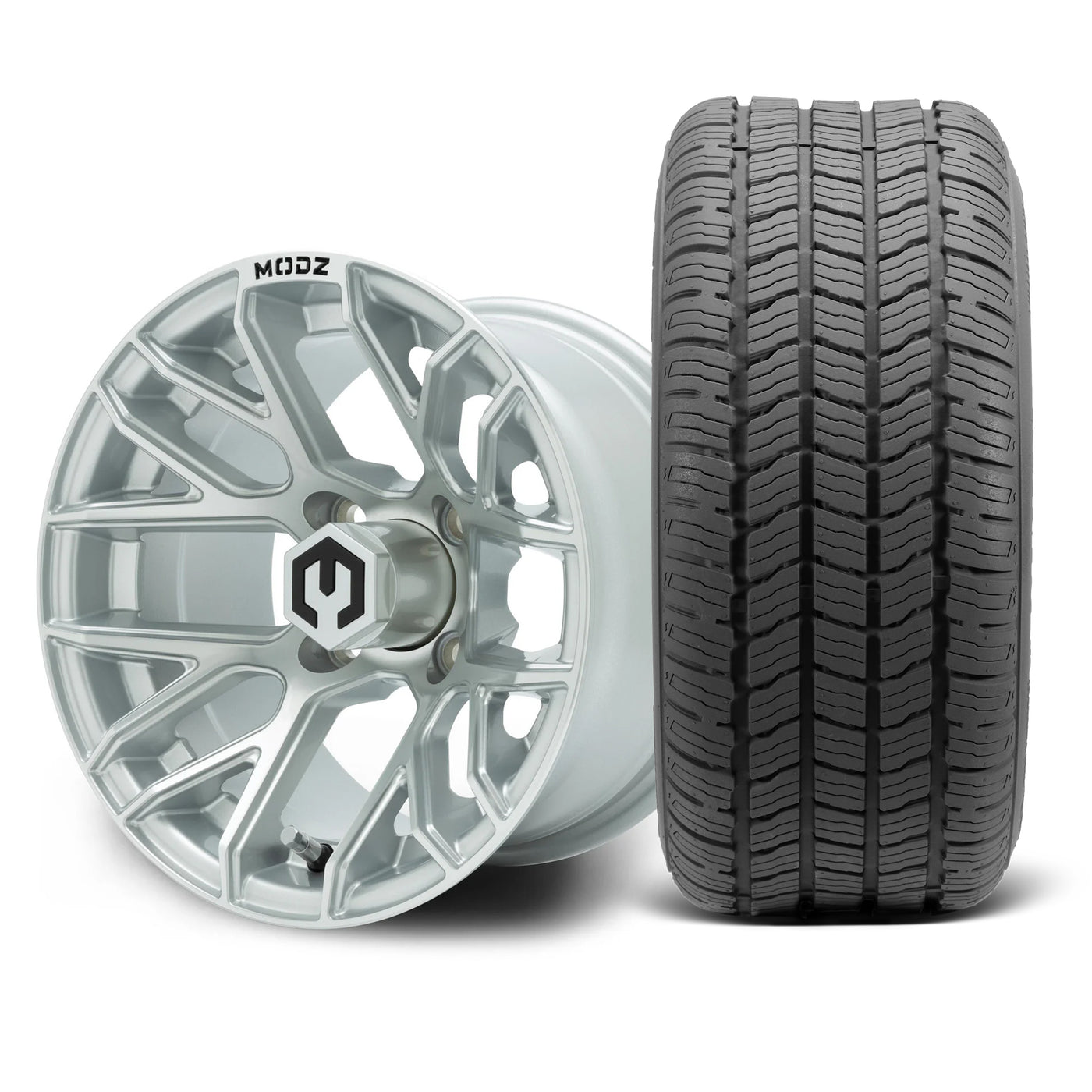 MODZ Matrix 12x7 Silver Wheel & Gladiator A/P Tire Package