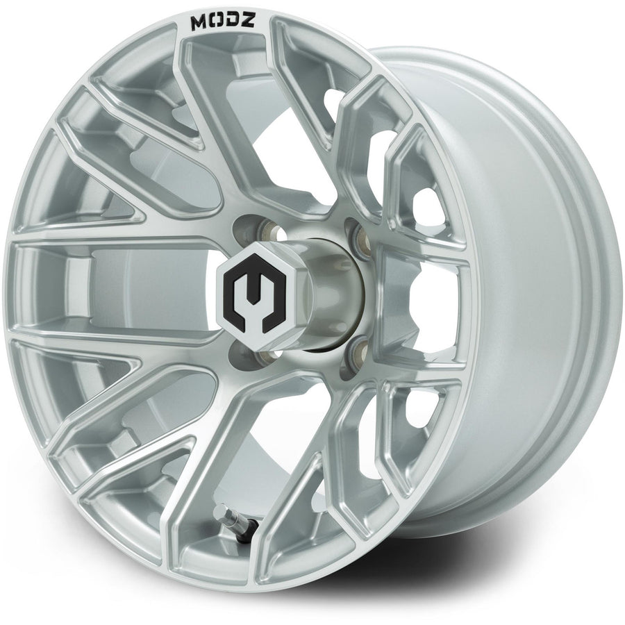 MODZ® Matrix 12x7 Silver Golf Cart Wheel