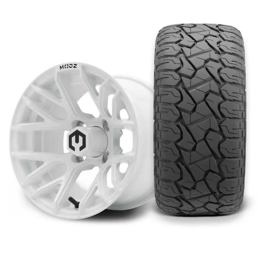 MODZ Matrix 12x7 Glossy White Wheel & X Comp Golf X/T Tire Package