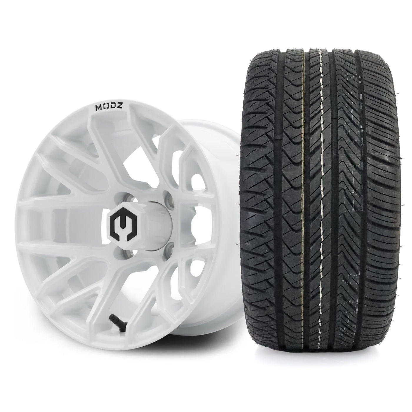 MODZ Matrix 12x7 Glossy White Wheel & X Comp Golf H/T Tire Package