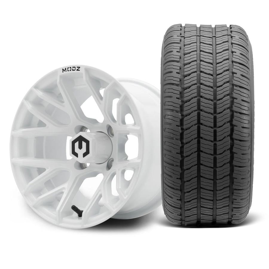 MODZ Matrix 12x7 Glossy White Wheel & Gladiator A/P Tire Package