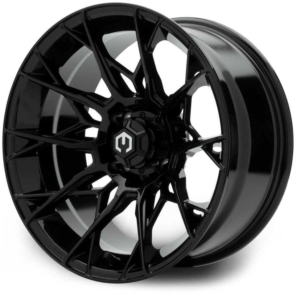 MODZ® Chaos Glossy Black 15" Golf Cart Wheel