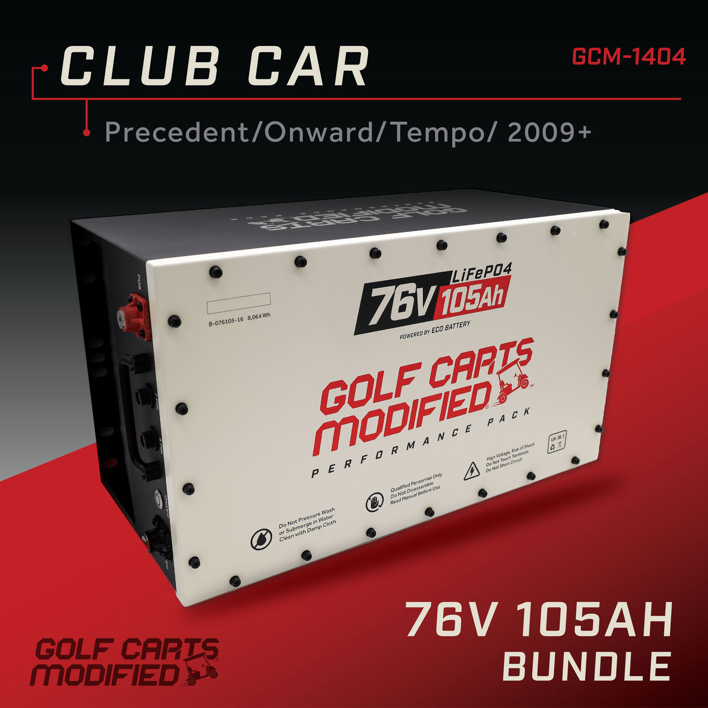 GCModified 76V 105AH Battery Bundle / Club Car Precedent/Onward/Tempo / 2009+