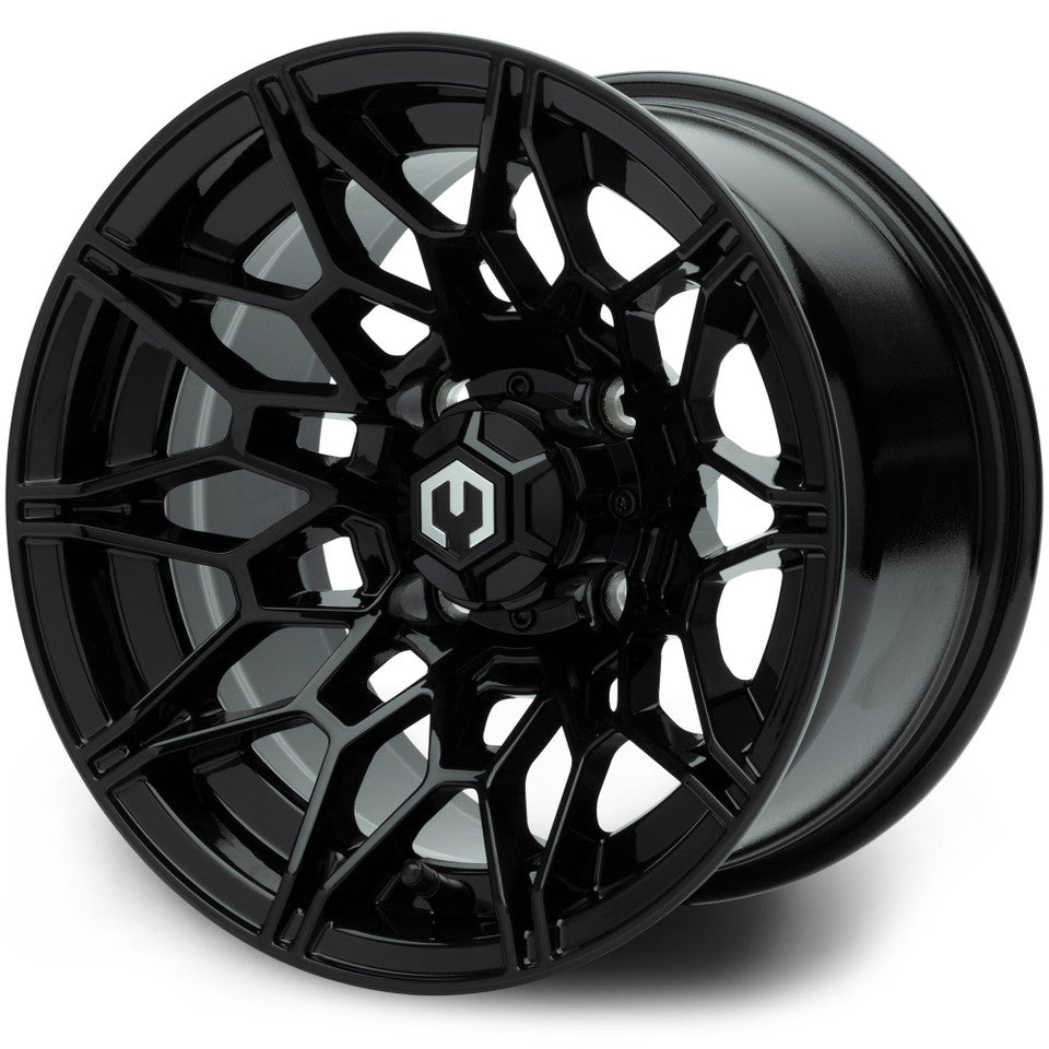 MODZ® Galaxy 12x7  Glossy Black Golf Cart Wheel