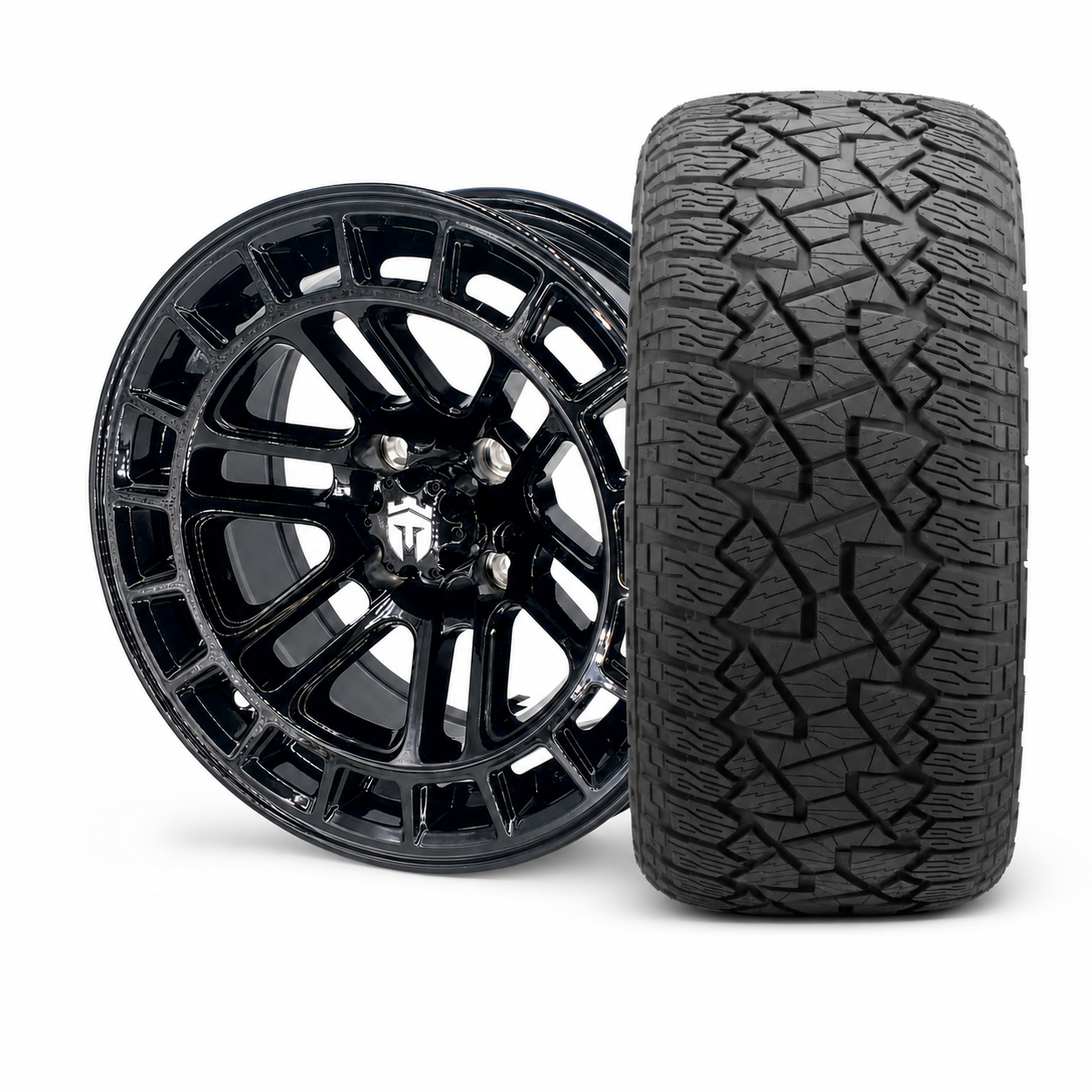 Empire Quest QGB 14x7 Gloss Black Wheel & X Comp Golf A/T Tire