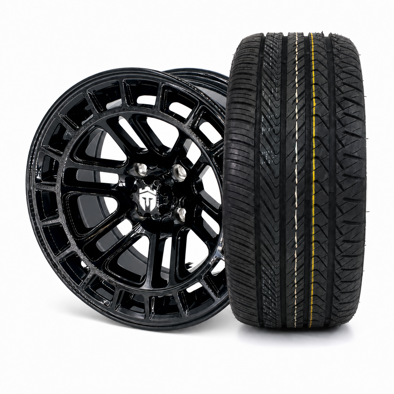 Empire Quest QGB 14x7 Gloss Black Wheel & X Comp Golf H/T Tire