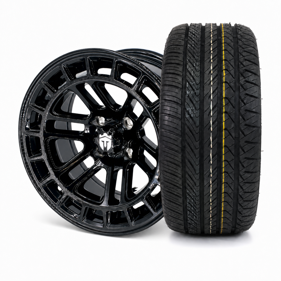 Empire Quest QGB 14x7 Gloss Black Wheel & X Comp Golf H/T Tire