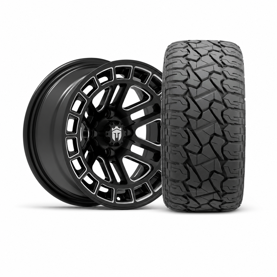 Empire Quest Q2 14x7 Gloss Black Wheel with X Comp Golf X/T Tire