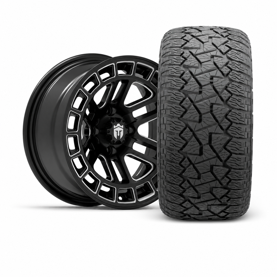 Empire Quest Q2 14x7 Gloss Black Wheel with X Comp Golf A/T Tire