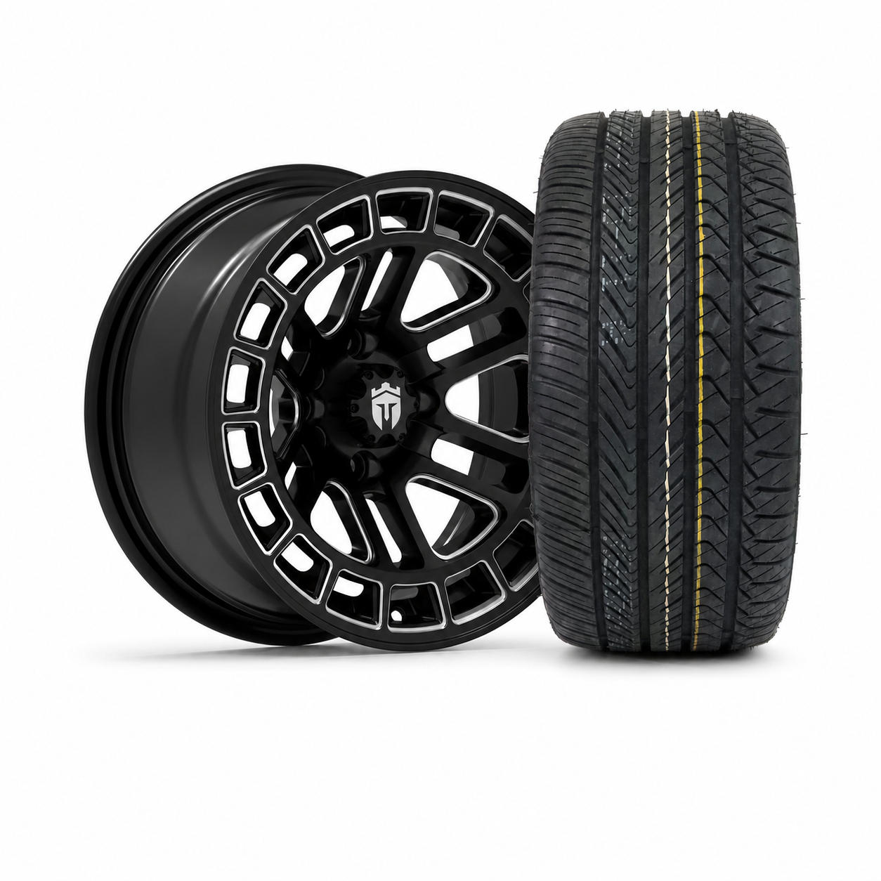 Empire Quest Q2 14x7 Gloss Black Wheel with X Comp Golf H/T Tire