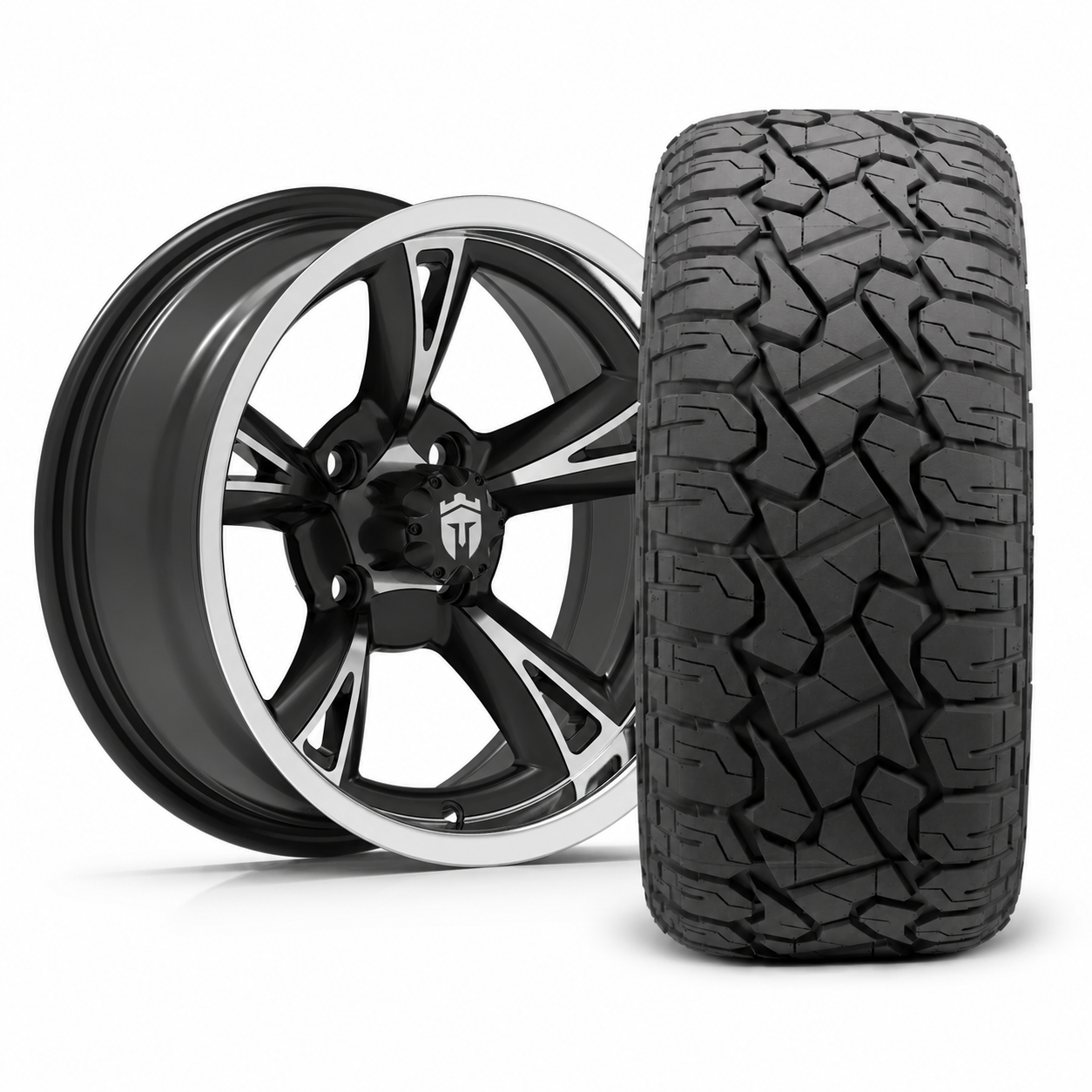 Empire Rodder RD1 14x7 Black Polished Wheel with X Comp Golf X/T Tire