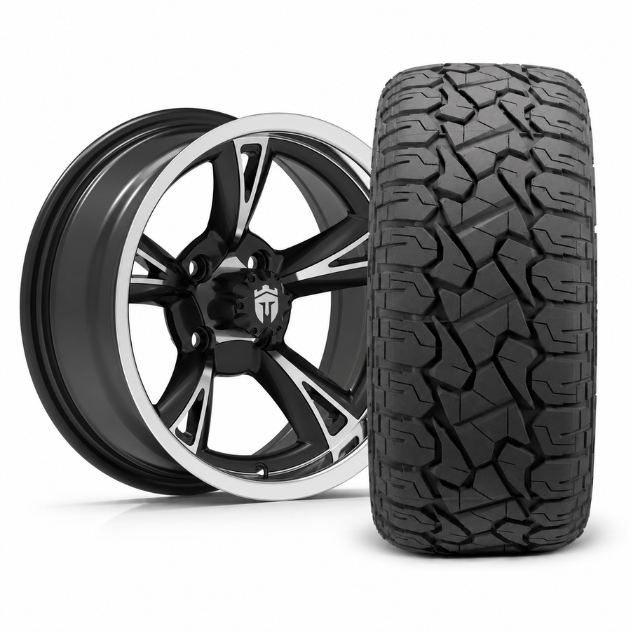 Empire Rodder RD1 14x7 Black Polished Wheel with X Comp Golf X/T Tire