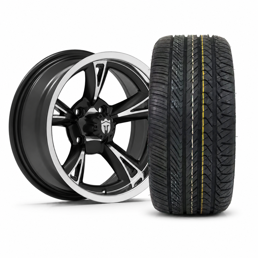 Empire Rodder RD1 14x7 Black Polished Wheel with X Comp Golf H/T Tire