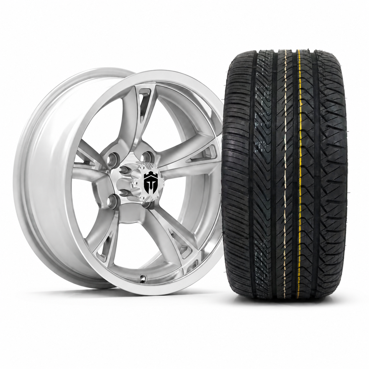 Empire Rodder RD2 14x7 Silver Polished Wheel with X Comp Golf H/T Tire