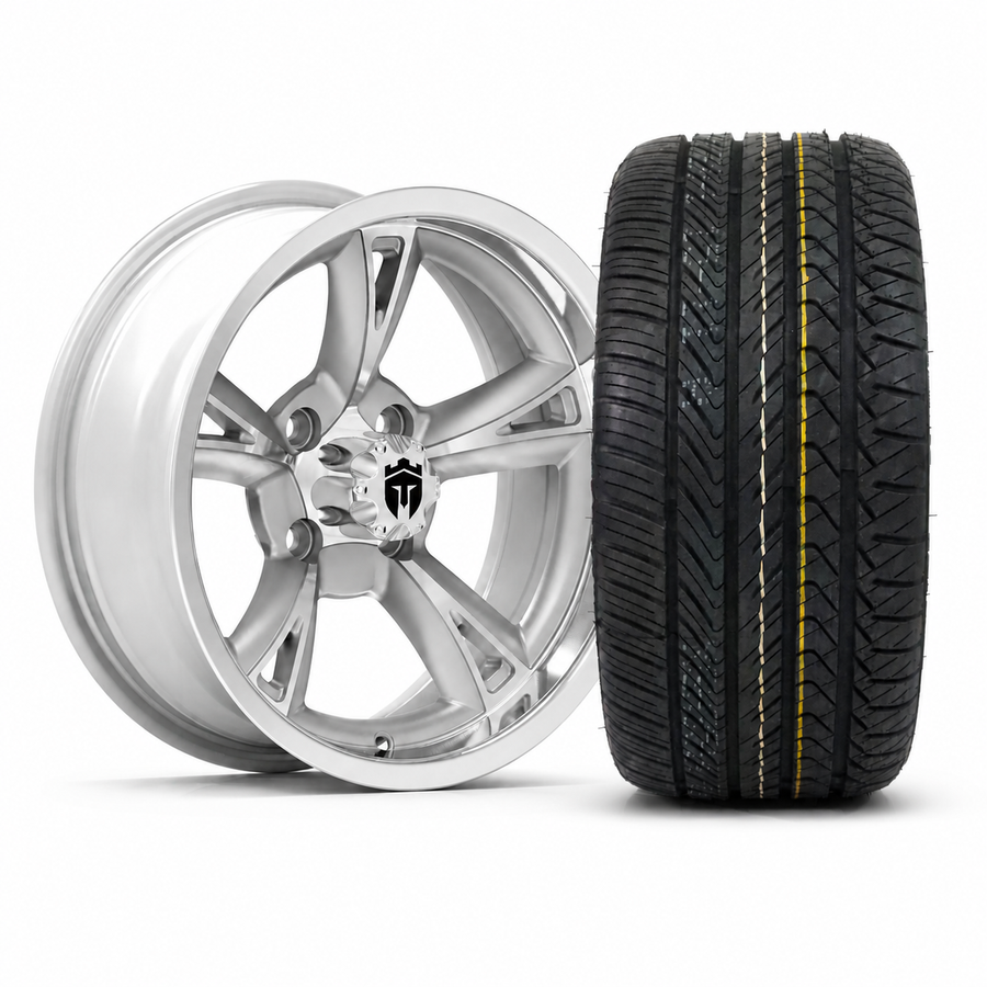 Empire Rodder RD2 14x7 Silver Polished Wheel with X Comp Golf H/T Tire