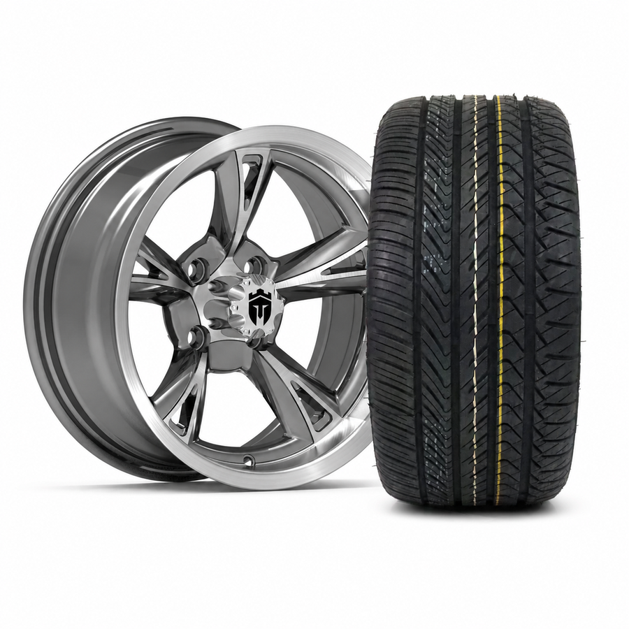 Empire Rodder RD4 14x7 Charcoal Machined Wheel with X Comp Golf H/T Tire