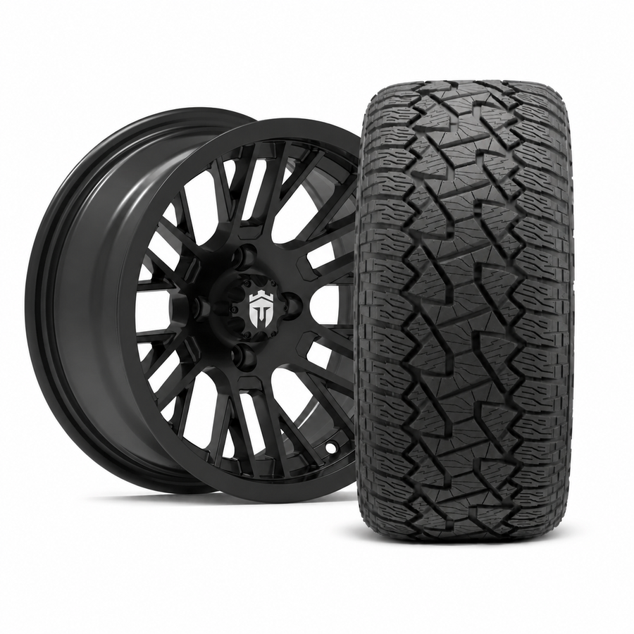 Empire Switch SWGB 14x7 Gloss Black with X Comp Golf A/T Tire
