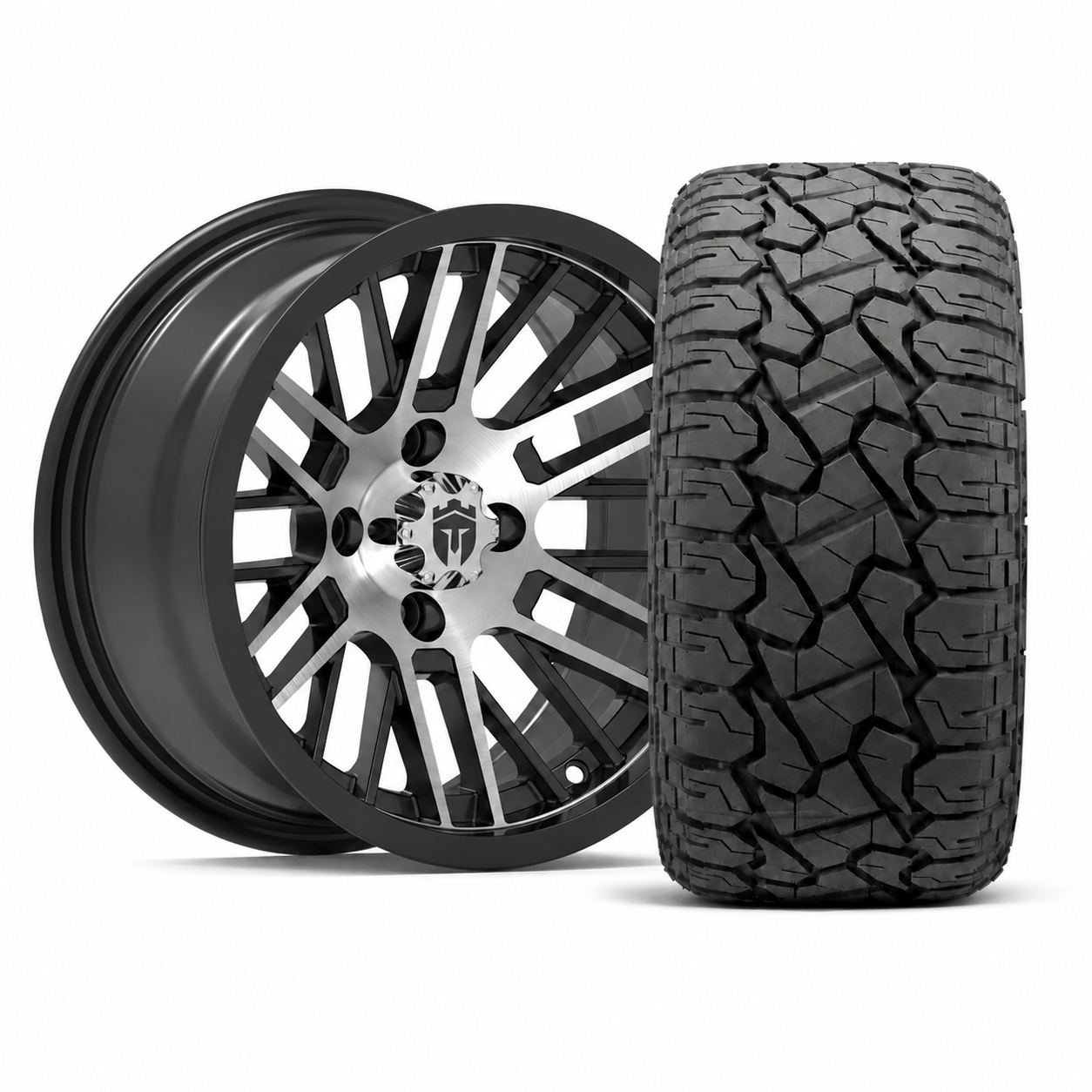 Empire Switch SWGB3 14x7 Gloss Black Machined Face with X Comp Golf A/T Tire