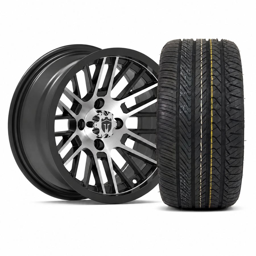 Empire Switch SWGB3 14x7 Gloss Black Machined Face with X Comp Golf H/T Tire