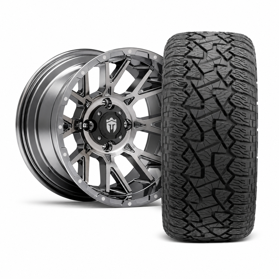 Empire 14" Savage SV5 Black Chrome & X Comp Golf A/T Tire Package