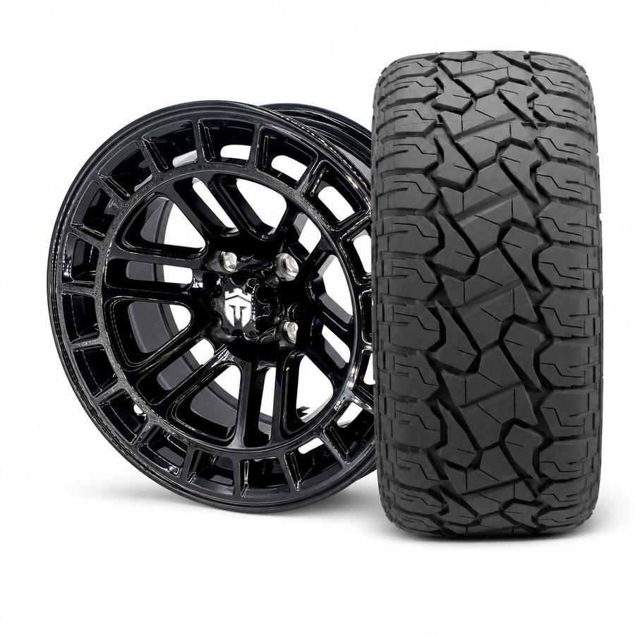 Empire Quest QGB 14x7 Gloss Black Wheel & X Comp Golf X/T Tire