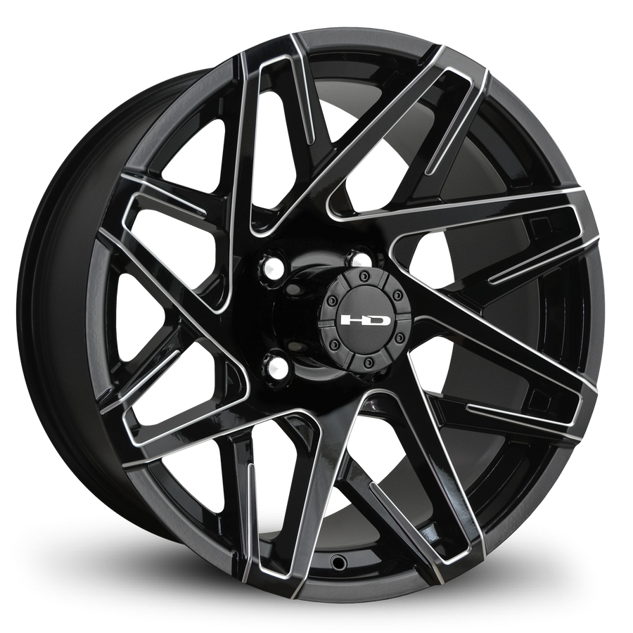 HD Golf Canyon 12x7 -14 4x101.6mm 68.2mm Gloss Black/Milled Edge