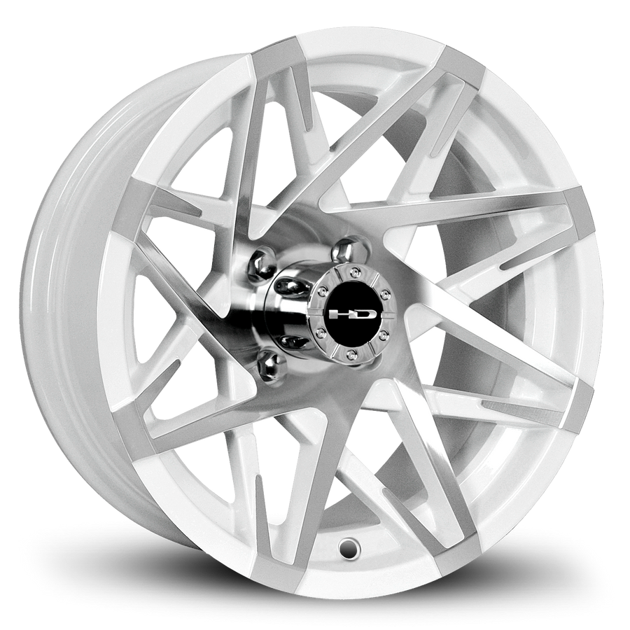 HD Golf Canyon 12x7 -14 4x101.6mm 68.2mm Gloss White/Machined Face